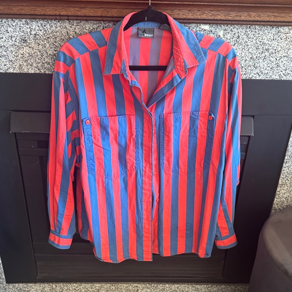 Vibrant Striped Casual Button Down Shirt